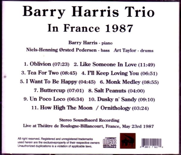 Barry Harris/France 1987 - Image 2