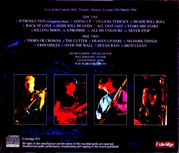 Echo & the Bunnymen/Canada 1984 - Image 2