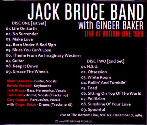 Jack Bruce Band, Ginger Baker/NY, USA 1989 - Image 2
