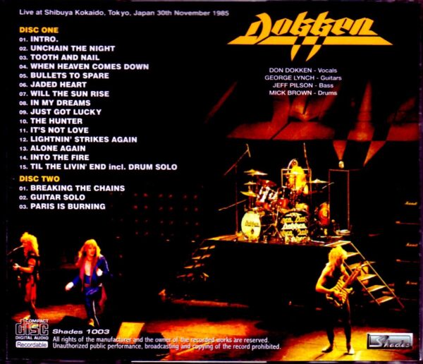 Dokken/Tokyo,Japanm 11.30.1985 - Image 2