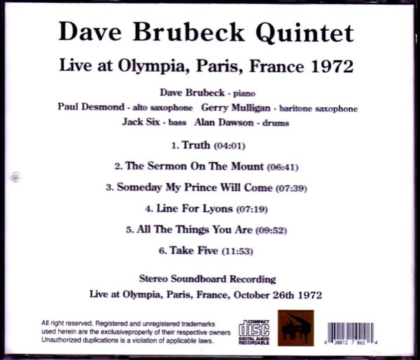 Dave Brubeck Quintet/France 1972 - Image 2