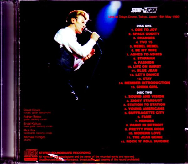 David Bowie/Tokyo,Japan 5.16.1990 Complete - Image 2