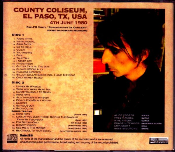 Alice Cooper/TX,USA 1980 Pre-Broadcast Master - Image 2