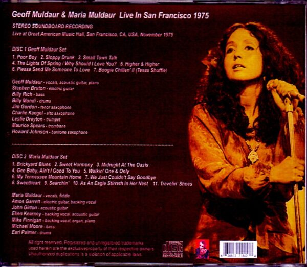 Geoff & Maria Muldaur/CA, USA 1975 - Image 2