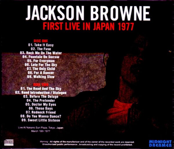 Jackson Browne/Tokyo,Japan 1977 - Image 2