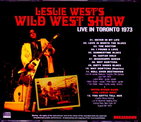 Leslie West's Wild West Show/Canada 1973 & more - Image 2