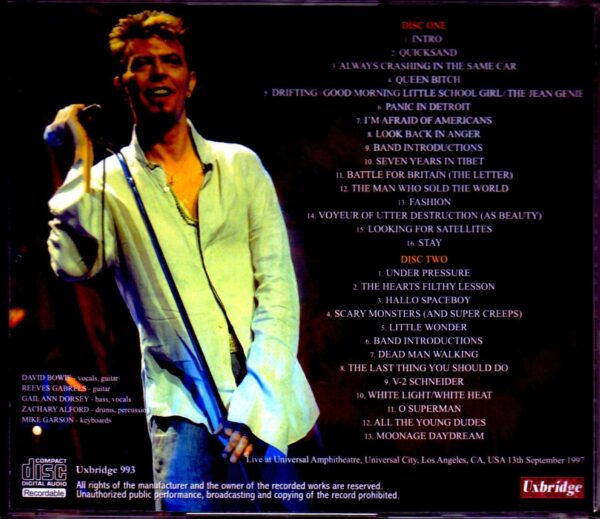 David Bowie/CA,USA 9.13.1997 - Image 2