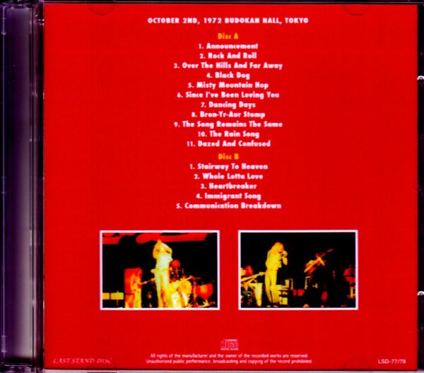 Led Zeppelin/Tokyo,Japan 10.2.1972 - Image 2