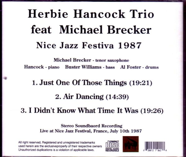 Herbie Hancock Trio, Michael Brecker/France 7.11.1987 - Image 2