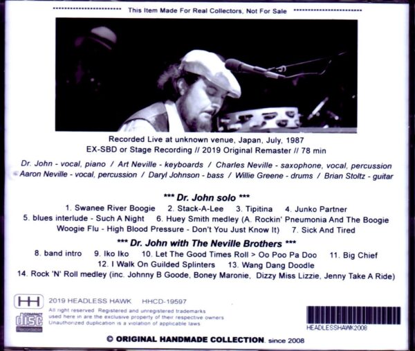 Dr. John,Neville Brothers/Tokyo,Japan 1987 - Image 2