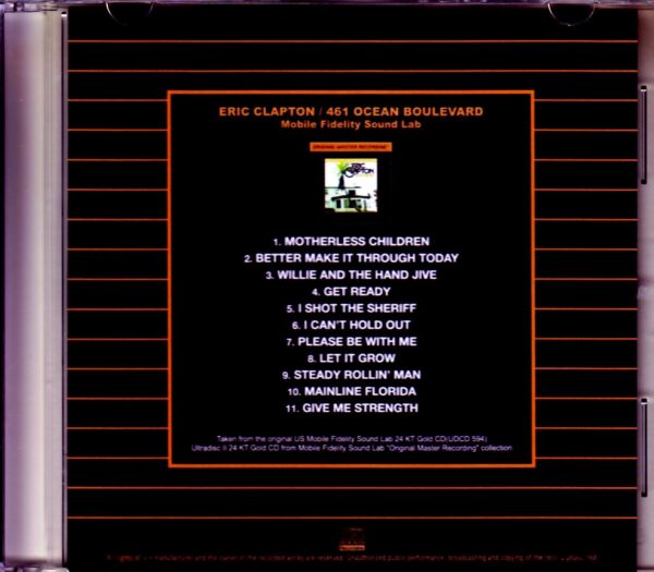 Eric Clapton/461 Ocean Boulevard Original US Mobile Fidelity Sound Lab - Image 2