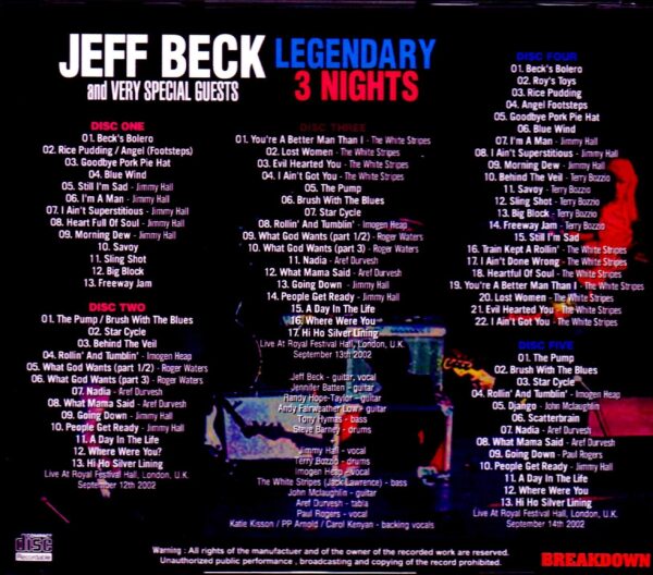 Jeff Beck and Very Special Guests/London,UK 2002 3 Days - Image 2