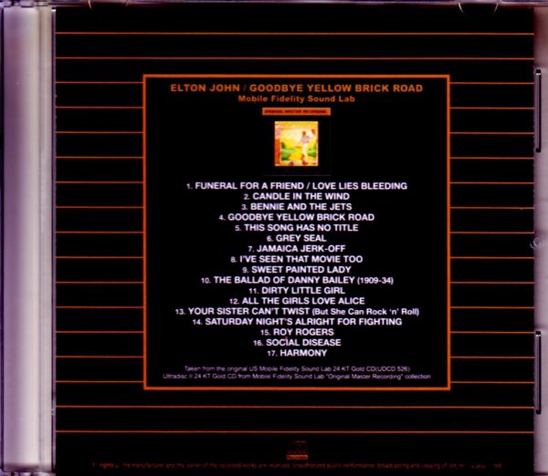 Elton John/Goodbye Yellow Brick Road Original US Mobile Fidelity Sound Lab - Image 2