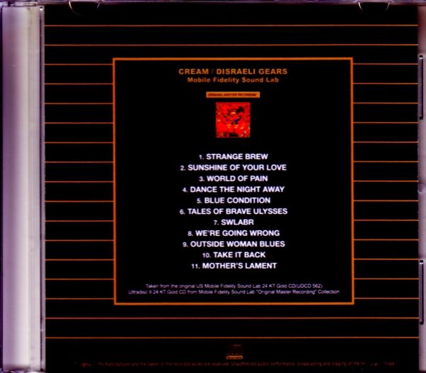 Cream/Disraeli Gears Original US Mobile Fidelity Sound Lab - Image 2