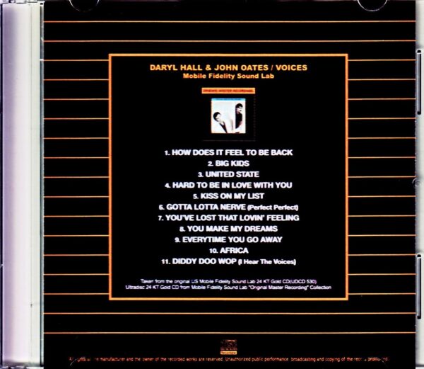 Hall & Oates/Voices Original US Mobile Fidelity Sound Lab - Image 2