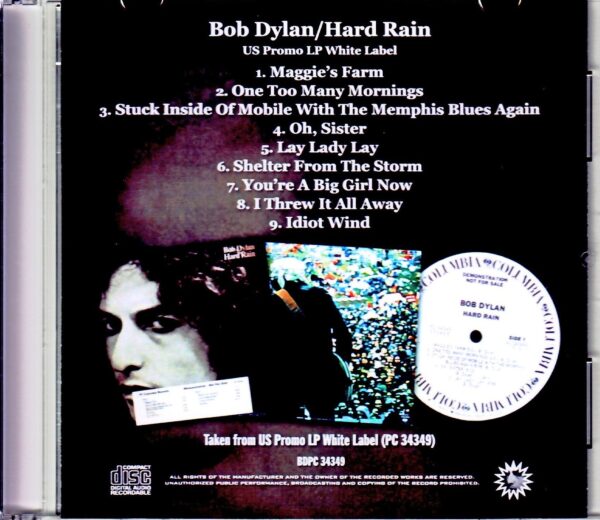 Bob Dylan/Hard Rain US Promo LP White Label - Image 2