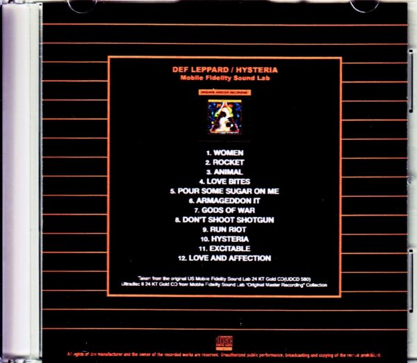 Def Leppard/Hysteria Original US Mobile Fidelity Sound Lab - Image 2