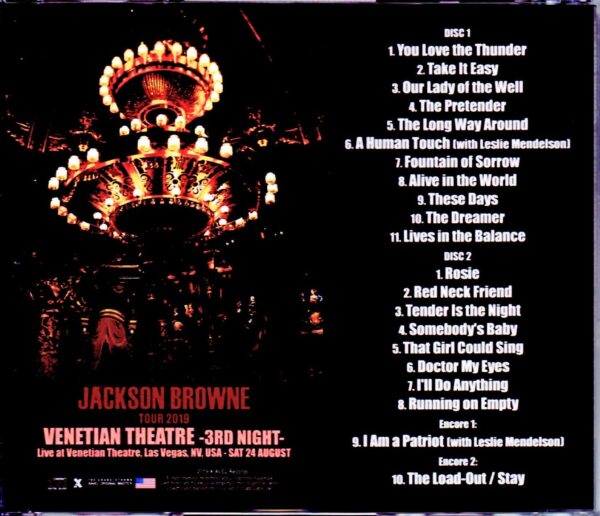 Jackson Browne/NV,USA 8.24.2019 IEM Matrix Ver. - Image 2