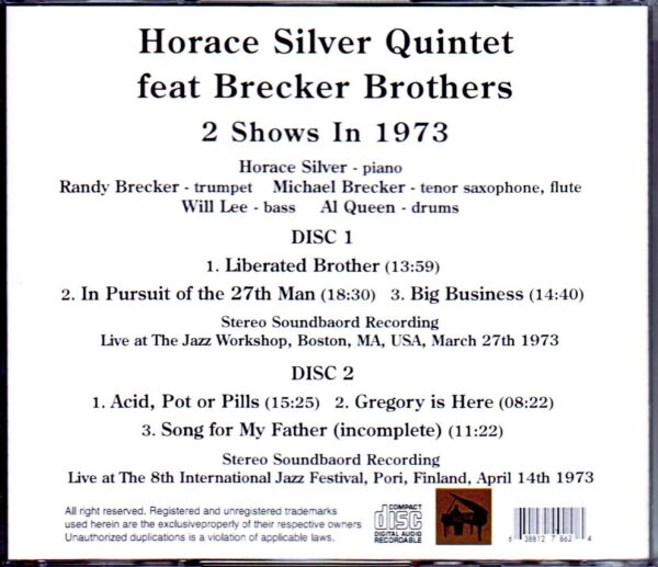 Horace Silver Quintet, Brecker Brothers/MA, USA 1973 & more - Image 2