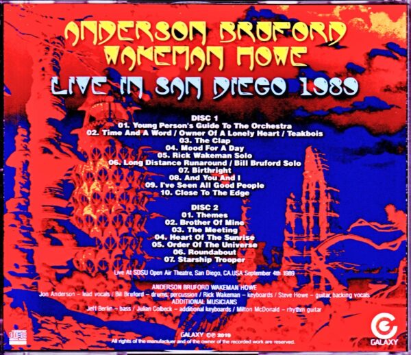 Jon Anderson Bill Bruford Rick Wakeman Steve Howe/CA,USA 1989 - Image 2