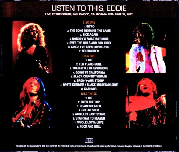 Led Zeppelin/CA,USA 6.21.1977 Compensation Source 3Ver - Image 2