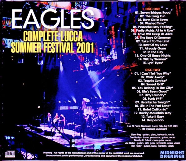 Eagles/Italy 2001 SBD・AUD Matrix - Image 2