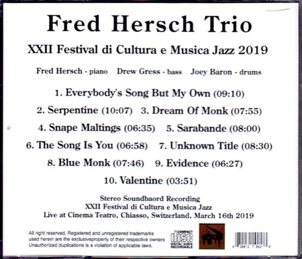 Fred Hersch Trio/Switzerland 2019 - Image 2