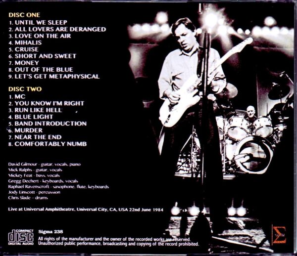David Gilmour/CCA,USA 6.22.1984 - Image 2