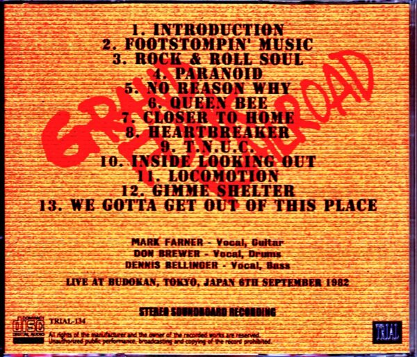 Grand Funk Railroad/Tokyo, Japan 1982 - Image 2