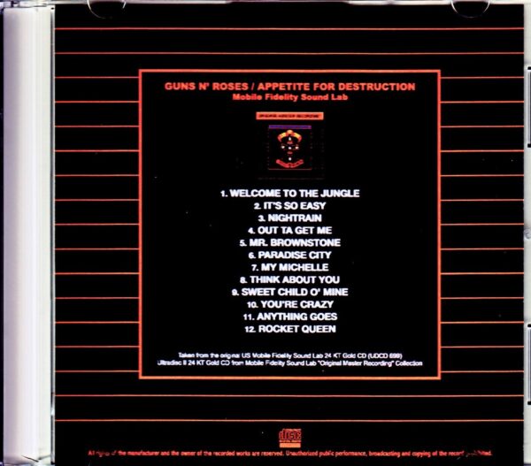 Guns N' Roses/Appetite for Destruction Original US Mobile Fidelity Sound Lab - Image 2