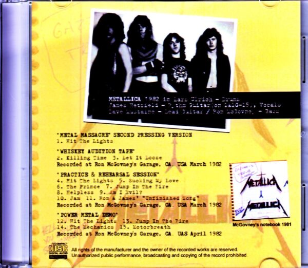 Metallica/Demo Recorded CA,USA March-April 1982 - Image 2