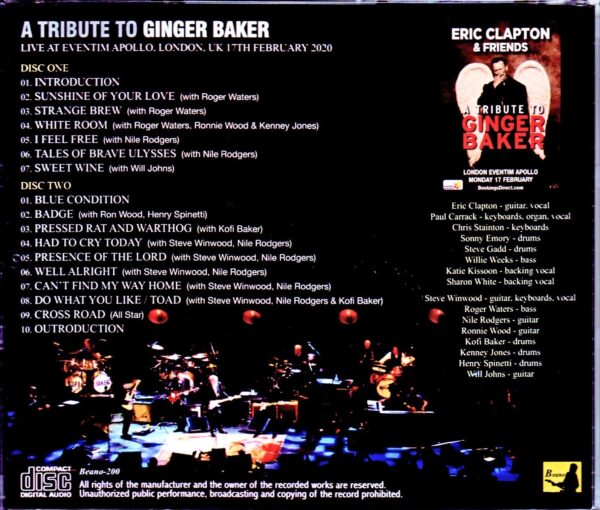 Ginger Baker,Eric Clapton & Friends/London,UK 2020 - Image 2
