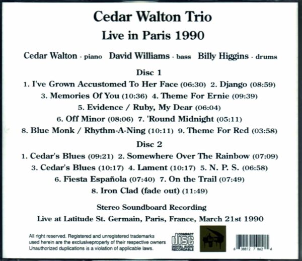 Cedar Walton Trio/France 1990 - Image 2