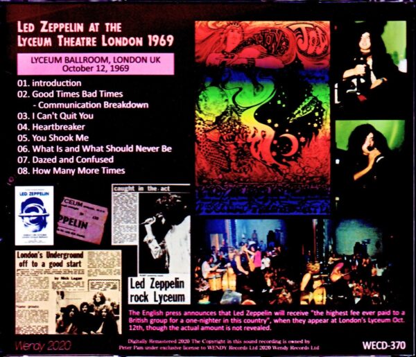 Led Zeppelin/London,UK 10.12.1969 1st Gen・DAT Master - Image 2