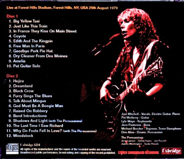 Joni Mitchell,Jaco Pastorius,Pat Metheny,Lyle Mays/NY,USA 8.25.1979 Upgrade - Image 2