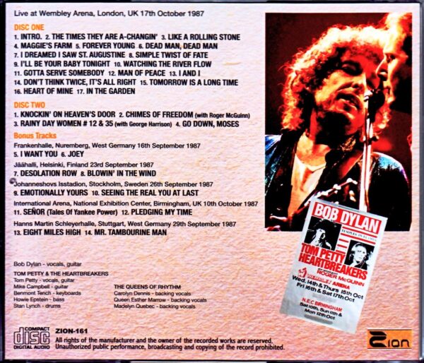 Bob Dylan,Tom Petty and the Heartbreakers/London,UK 10.17.1987 & more - Image 2