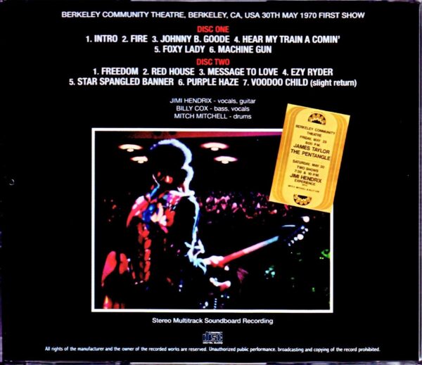 Jimi Hendrix/CA,USA 5.30.1970 First Show - Image 2