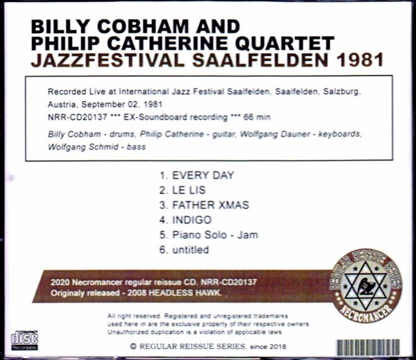 Billy Cobham and Philip Catherine Quartet/Austria 1981 - Image 2