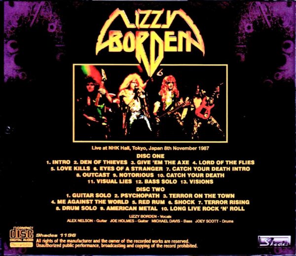 Lizzy Borden/Tokyo,Japan 1987 - Image 2