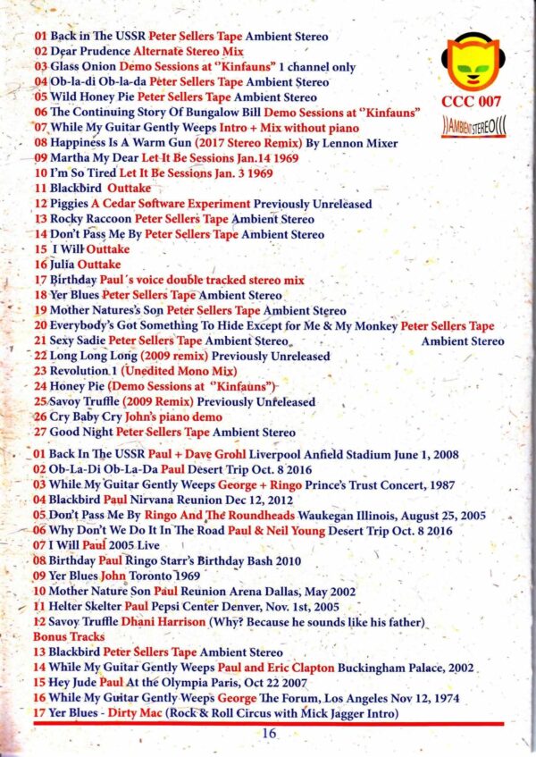 Beatles/White Album 50th Anniversary Live & Studio Tracks - Image 2