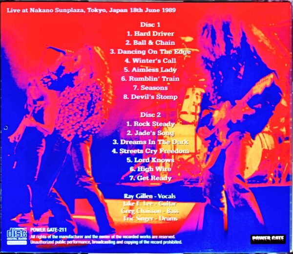 Badlands Jake E. Lee/Tokyo,Japan 6.18.1989 - Image 2