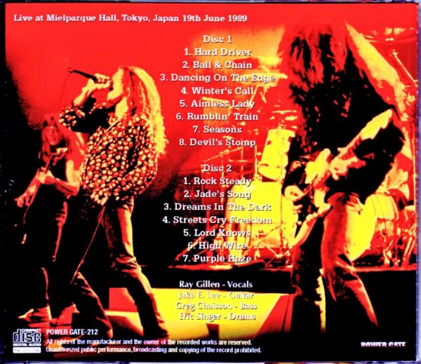 Badlands Jake E. Lee/Tokyo,Japan 6.19.1989 - Image 2