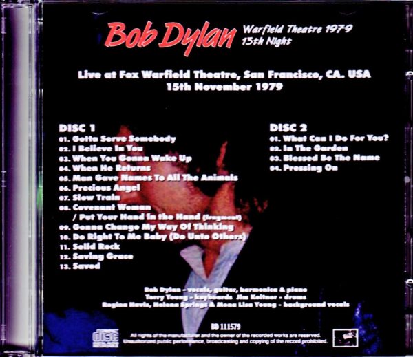 Bob Dylan/CA,USA 11.15.1979 - Image 2