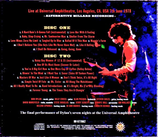 Bob Dylan/CA,USA 6.7.1978 Alternate Millard Recording - Image 2