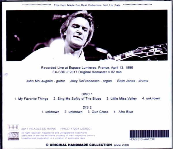 John McLaughlin Trio Joey Defrancesco,Elvin Jones/France 1996 - Image 2