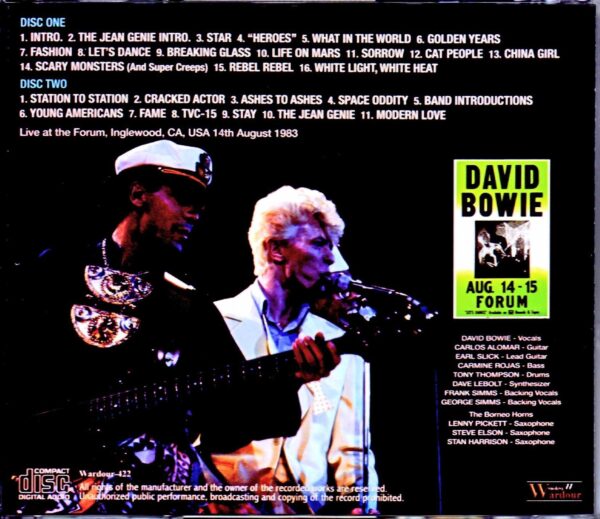 David Bowie/CA,USA 4.14.1983 Mike Millard First Generation Cassettes - Image 2