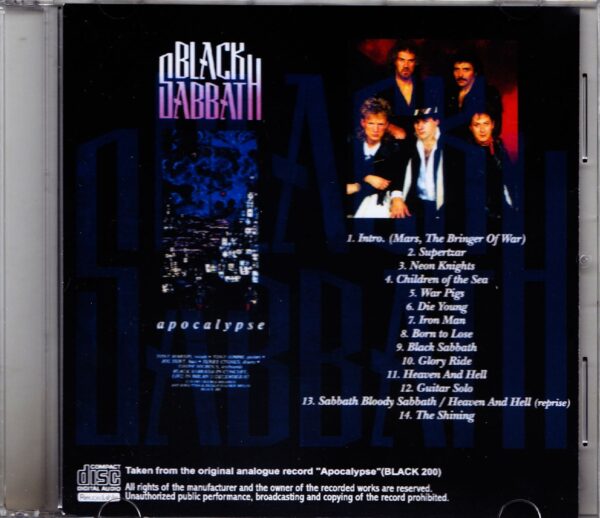 Black Sabbath/Italy 1987 Original Analogue Record Apocalypse - Image 2