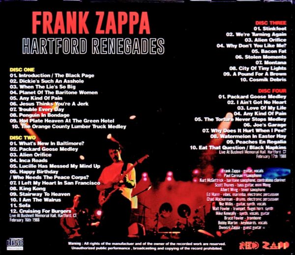 Frank Zappa/CT,USA 1988 2Days - Image 2