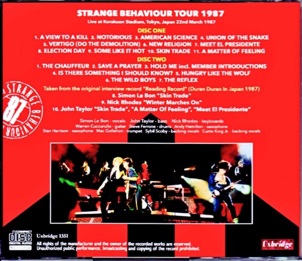 Duran Duran/Tokyo,Japan 3.22.1987 & more - Image 2