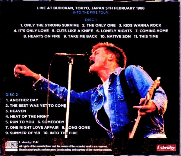 Bryan Adams/Tokyo,Japan 2.5.1988 - Image 2